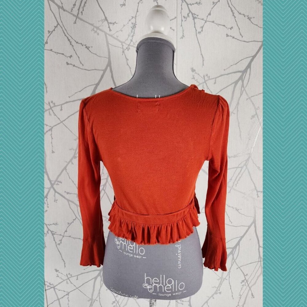 Urban Outfitters Rust Red Ruffle Wrap Crop Top - Picture 3 of 4